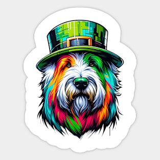 Old English Sheepdog Ready for Saint Patrick's Day Sticker